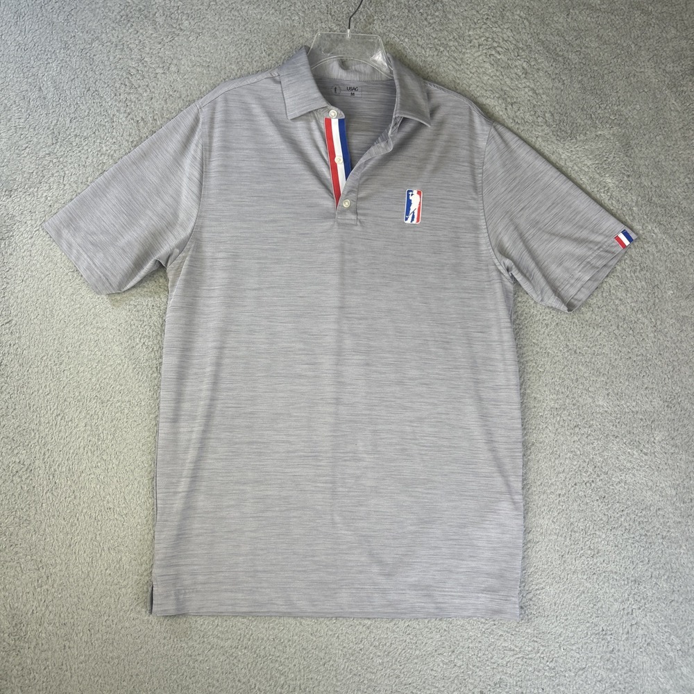 USAG U Suck At Golf Polo Shirt Mens Medium Gray Short Sleeve Funny Beer Drinking
